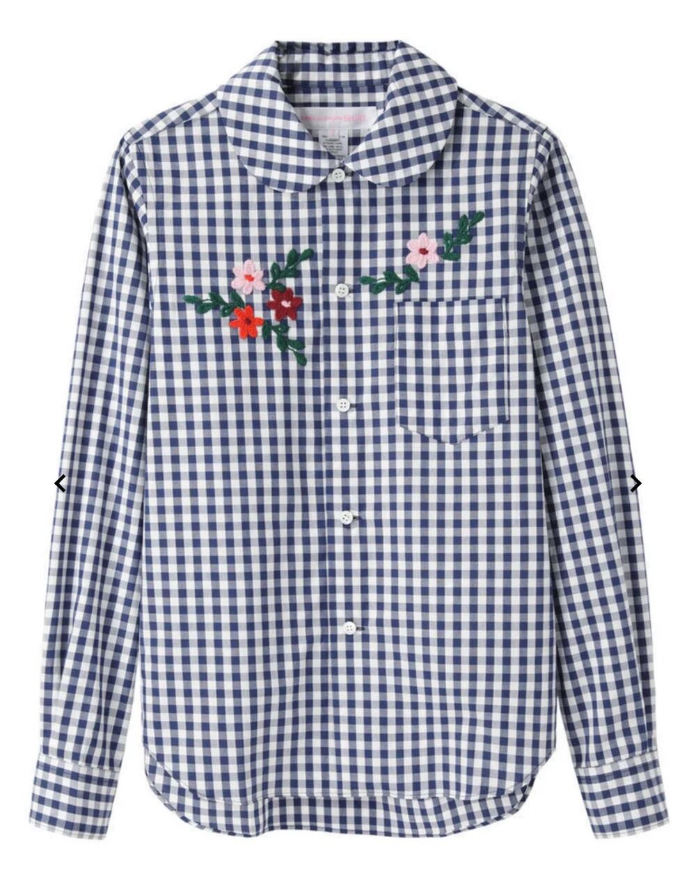 COMME des GARCONS SHIRT GIRL Floral Embroidered Gingham Shirt M France